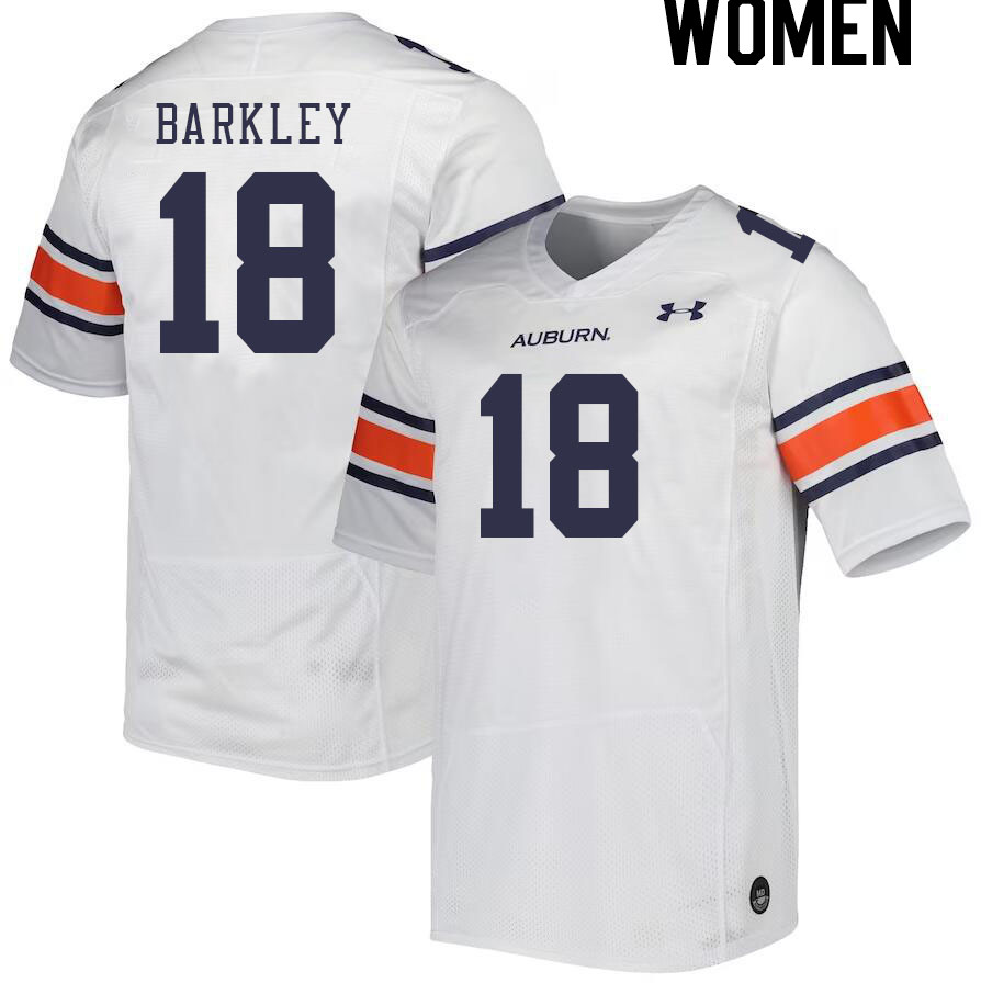 Women #18 Jackson Barkley Auburn Tigers College Football Jerseys Stitched-White